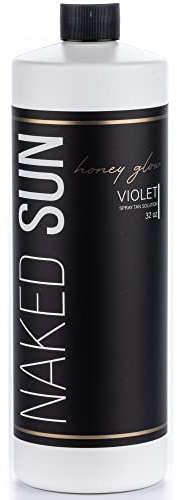 Naked Sun Honey Glow Violet Spray Tan Solution - 32 oz Airbrush Sunless Self Tanning Spray