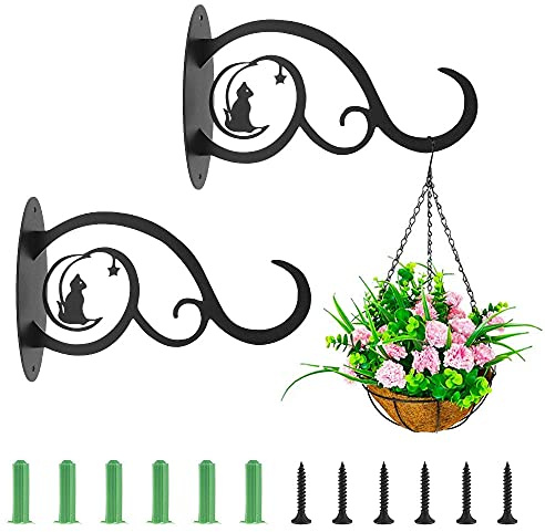 Support Plante Mural Balcon,（2pcs） Crochet de Suspension en Fer Forgé Panier Suspendu，Murale pour Plantes Décor Extérieur pour Balcon de Jardin de Plante décor Mural
