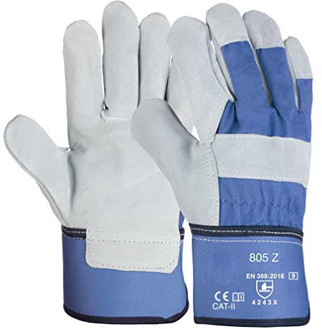 DOJA Barcelona | Guanti da Lavoro in Pelle Tessuto Cuoio | 3 Paia | Guanti Pelle Lavoro Taglia 9 / L | Guanti Cuoio Lavoro | Guanti Lavoro Pelle Cuoio Catene di Montaggio, Agricoltura, Saldatura