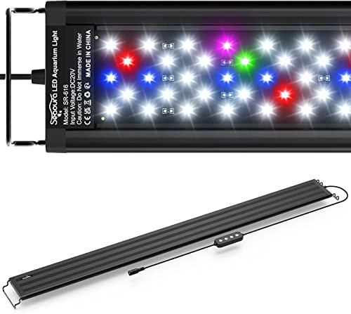 SEAOURA Illuminazione a LED per acquario, per piante, 91-106 cm, Full Spectrum Fish Serbatoio luce con timer automatico on/off, luminosità regolabile, SR-616