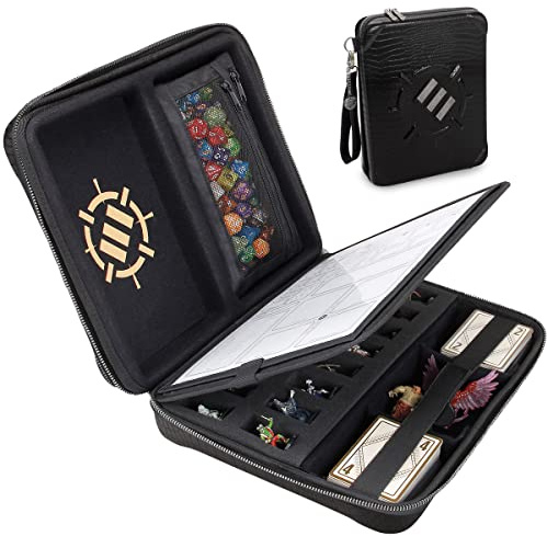 ENHANCE Custodia Organizer per Giochi di Ruolo in Edizione da Collezione - Raccoglitore DnD con Supporto per Fogli di Personaggi Integrato e Pannello per Scriba Cancellabile (Dragon Nero)