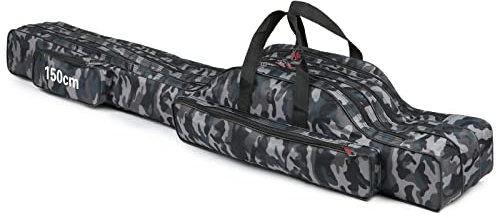 Lixada 3-lagige Angeltasche, tragbar, zusammenklappbar, Angelrutenrolle, Angelgerät, Tragetasche, Reise-Aufbewahrungstasche,120/150CM(optional)