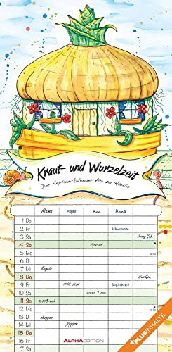 Familienplaner Wurzel & Kraut 2024 mit 5 Spalten - Familienkalender 22x45 cm - Offset-Papier - mit Ferienterminen - Wandkalender - Wandplaner