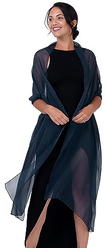BlackButterfly Aftonsjal Stola Dam Tunn | Transparent och lätt, 60 x 240 cm, Enfärgat & tvåfärgat, Bröllop & fest, Många bärsätt, En storlek