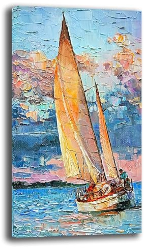 Printerland Quadro Moderno Soggiorno BARCA A VELA MARE Quadri moderni da Parete Salone XXL grande Stampa su tela Canvas Decorazione Murale muro Arredo Camera da letto Cucina (40x70 cm, 1)