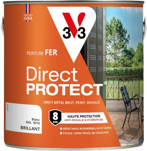 V33 Peinture fer Direct Protect - Blanc RAL 9016 Brillant - 2L