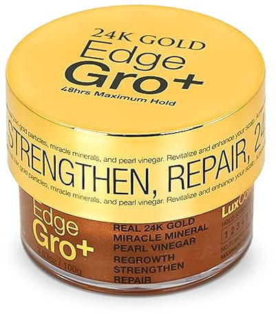 Lux Collection Edge Control Gel for 4C Hair - Maximum Hold 48 Hour Edge Control for Hair, Edge Lux Edge Gro+ with Castor Oil & Biotin, 3.53oz
