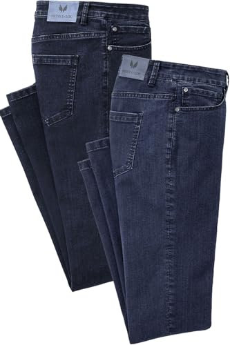 Patsy & Lou Jeans Damen, 2er Pack Damen Jeans mit Stretch, Mid-Waist Jeanshosen mit geradem Beinverlauf, Straight Jeans, Blau, Gr. 46