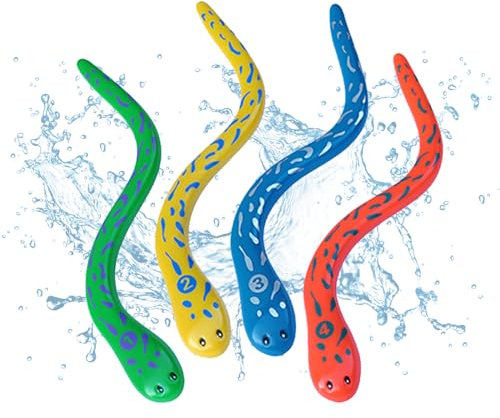 Jiuhao Diving Toys for Kids, 4 Pcs Summer Fun Swimming Pool Dive Toy Snake, Underwater Training Toys Diving Games Children's Gifts