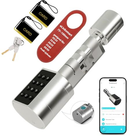 Serrure électronique de porte, 70 mm, 35/35 à 100 mm, 50/50, taille commutable, avec clé, empreintes digitales, application Tuya, autorisation à distance, convient pour la plupart des portes de l'UE –