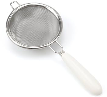 ZIJANG Filtre à Thé, Passoire Cuisine Inox pas Facilement Déformable, Anti-Brûlure Poignée Céramique Passoire à Thé, Infuseur à Thé Apporter Crochet Rangement, Filtrer thé et Farine (14, 7 x 6, 5 cm)