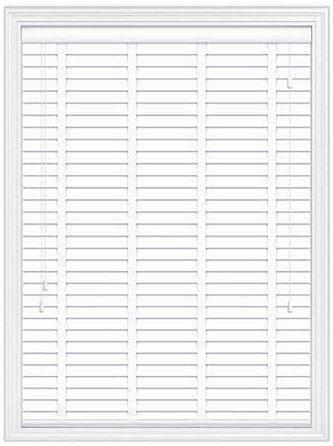 Home In Style 4U Faux Wood Venetian Blinds Window Venetian Blinds Easy Fit Child Safe Trimmable Wooden Tape Blinds-50mm Slats with Aluminium Headrail White, W45cm x L150cm