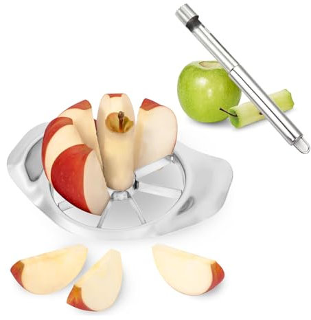 Apple Corer & Apple Cutter,1 Pcs Stainless Steel Apple Slicer And 1 Pcs Stainless Steel Apple Cutter,Ergonomic Handle-Easy Grip-8 Sharp Blade & Slices,For Fruits And Vegetables Easy Removal Of Strunks