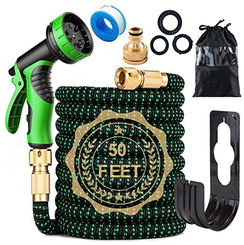 Blendra Expandable Garden Hose 50FT - Hosepipes for Garden Water Hose with 10-Way Spray Nozzle (3/4 & 1/2 Connectors) for Outdoor Gardening, Lawn Care & Home Use - Lightweight Durable