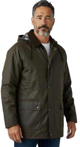 Fashion Force Mens Countryman Padded Cotton Wax Hooded Jacket Top Hunting Fishing Farming (UK, Alpha, L, Regular, Regular, Brown)