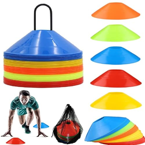Kiuiom Football Cones Marker Disc Cones Sport Cones,Cones for Sports Training, Mini Football Cones Mesh Bag Flexible Agility Cones for Basketball Football Running Drills Sports Games Skating Kids