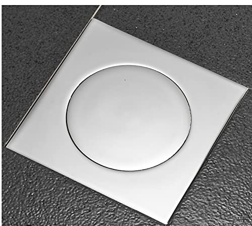 Colador de Desagüe Ducha Pop Up Pie Suelo Drenaje Latón Chrome Bath Drenajes Push Down Square Matte Ducha Cubierta 10 * 10cm(Chrome)