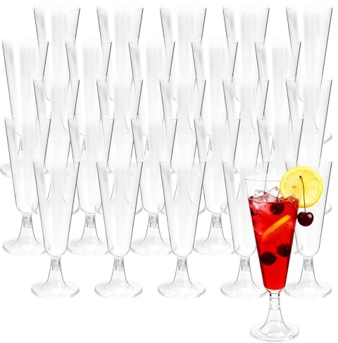 APOMOONS 25 stycken champagneglas plast 150 ml genomskinliga plast champagneglas för bröllop födelsedagsfester