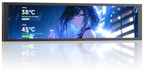 TZMRIT 9,16 tums universell LCD-skärm för PC, anpassningsbar ARGB Frame, temperaturdisplaypanel, miniskärm, med förinställda och gör-det-själv-teman för PC-spel/CPU-kylare (BK)