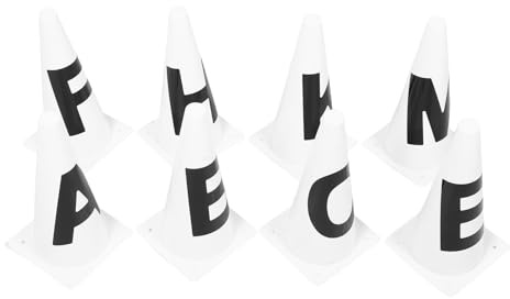 POPETPOP Set 8 Coni di Agilità per Allenamento Calcio, Marcatori Plastica Colorati 32cm Lettere Distintive, per Esercizi Sportivi di Agilità e Fitness e Squadre