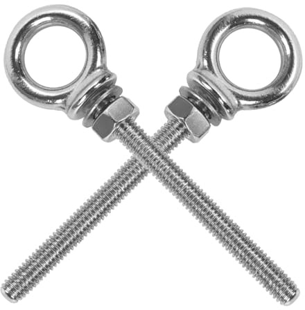 Ipetboom Pernos de Ojo de Elevación de Acero Inoxidable M6 X 60 2 Unidades con Tuerca y Arandela, Tornillos de Anillo Resistentes para Aplicaciones Marinas y Exteriores, Ganchos de Perno