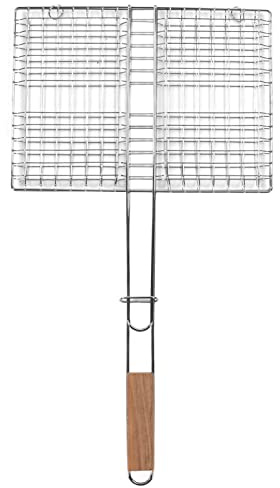 HEEPDD BBQ Grillkorg Förkromat Stål Rostsäker Multipurpose Fiskgrillkorg för Utomhusgrillning Hamburgare Biffar Fisk och Skaldjur Grönsaker Kött Räkor Gas Träkol Rök Porslin