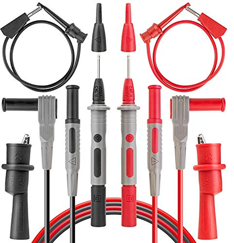 AstroAI Messleitungen für Multimeter Zubehör Verlängerungskabel Prüspitze, Mini Haken und Krokodilkelemmen Kabel Flexibele Spezialitäten Set, Sonden auf CAT IV Aktualisiert
