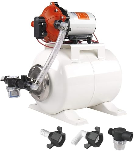 SEAFLO 55 Series rv water pump Pump System with 2 Gallon Accumulator Tank, 12V DC, 60 PSI, 5.5 GPM Self Priming, Smart Pressure Switch NSF, CE & Rohs Certified, UL Listed, 4-Year Warranty