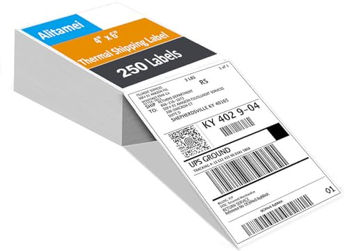 4x6 Thermal Labels, Packs of 250, Fanfold Address Labels, Permanent Adhesive, for Shipping and Mailing, Compatible with Thermal Printers