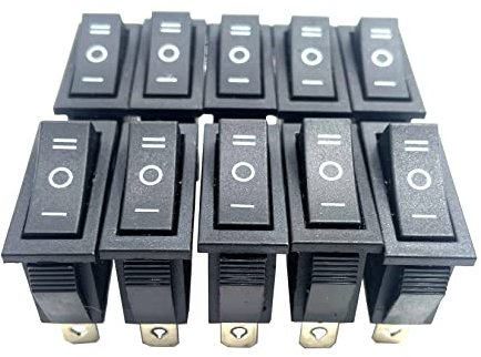 Bstenky Lot de 10 interrupteurs à bascule 3 broches 3 positions de verrouillage ON/OFF/ON AC 20 A/125 V 16 A/250 V SPDT pour voiture, bateau Noir