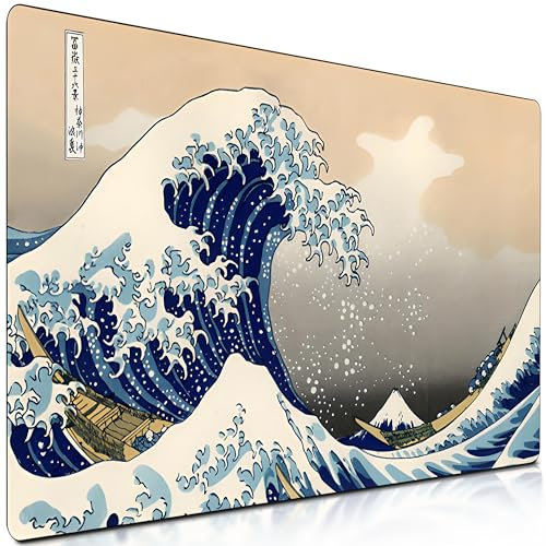 RETOO Alfombrilla de ratón para gaming, grande, 90 x 40, antideslizante, con diseño de base de mesa, tamaño grande, mejora la precisión, velocidad, superficie de ratón