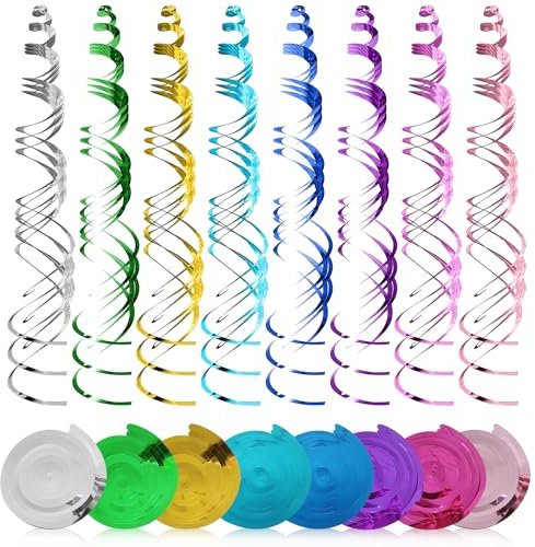 RobLuX 48 PCS Decorazioni a Spirale Multicolore Decorazioni Pendenti Spirale Soffitto Stelle Filanti Riutilizzabile Christmas Hanging Swirl Decorations per Matrimoni Feste Compleanno