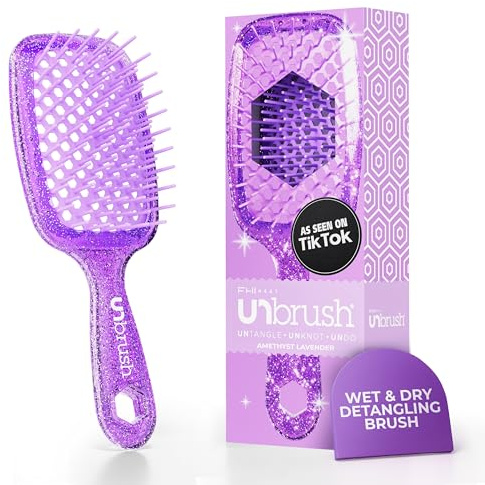 FHI Heat UNbrush Detangling Hair Brush for Pain-Free Brushing on Wet or Dry Hair — DuoFlex Anti-Static Bristles, Lightweight Vented Design - Amethyst Lavender