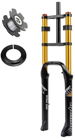 RUJIXU 26X4.0 Fat Suspension Fork E-Bike Front Fork MTB Disc Brake Bike Fork Air Damping 1-1/8 Steerer Bicycle Fork 170mm Travel QR ATB/BMX (Color : Gold, Size : 26'')