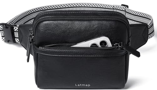 LATMAP 3L Bauchtasche Damen, Sling Bag Bumbags for Ladies Kleine PU Leder Fanny Pack Brusttasche Diebstahlsicher