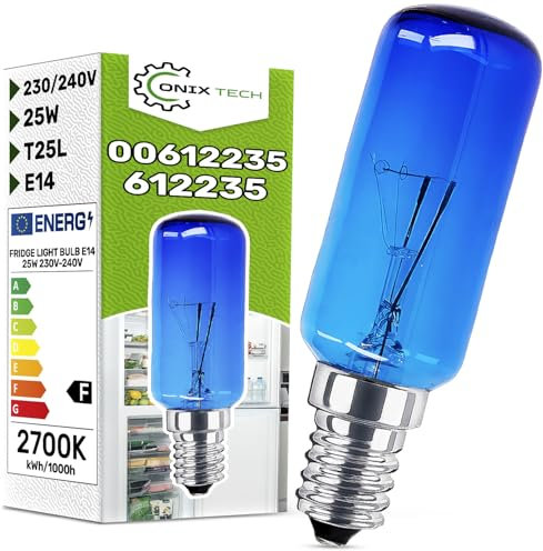 Lampadina E14 da Frigorifero Universale 25W 230/240V - Lampadina Frigo con Diametro di 25 mm ha il Codice Originale 00612235 per Bosch per Siemens per Neff - MADE IN ITALY - ONIX TECH