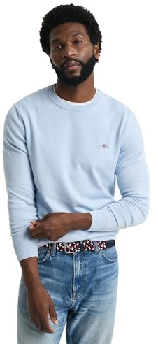 Gant Herren Classic Cotton C-Neck Pullover, Fresh Blue, S EU