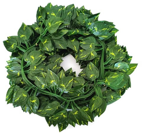 12 Pièces Lierre Artificiel Exterieur Plantes Artificielles Interieur 2.1m Faux Lierre avec 72 Feuilles Chaque Lierre Artificiel Vignes Guirlande pour Decoration Chambre Jardin Mariage(Pothos)