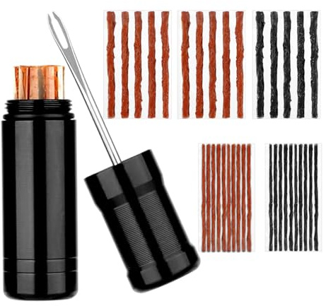 chenyu Kit Riparazione Pneumatici Bici 1pc Strumento di Riparazione per Biciclette Trapano a Forcella + 35 Strisce Strumento di Riparazione Tubeless per Riparare Pneumatici Mountain Bike Kit
