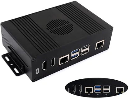 Multi-Functional All-in-One Mini-Computer Kit Compatible with Raspberry Pi 5, Pi5 PCIe Box Includes Aluminum Alloy Case, PCIe to Gigabit ETH Adapter, Pi5 HDMI and Type-C Adapter Board