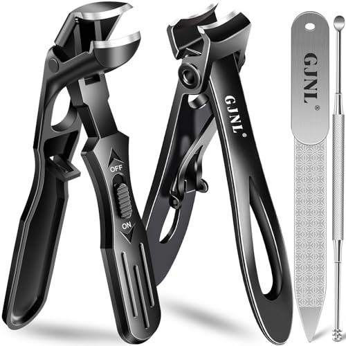 Cortaúñas para uñas gruesas para personas mayores, cabeza angulada mejorada, cortaúñas grande alemán para hombres con recogedor, cortaúñas resistente con cortador de uñas de apertura ancha, para