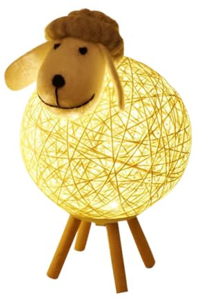 KITANDOVE 1stk Lamm Nachtlicht -tischlampe Led-lampe Tischlampe Aus Rattan Nachtlicht Für Mädchen Wasserdichte Notleuchte Tragbare Kinderzimmerlampen Babytiere Yellow Hölzern