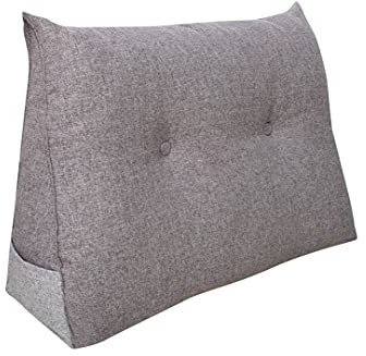 Pillows24 - Rückenkissen für Bett & Sofa mit abnehmbarem, waschbarem Bezug [ 140cm - Dunkelgrau ] | Bequemes Keilkissen und Lesekissen fürs Bett | Großes Sofakissen für Rückenlehne und Sofa