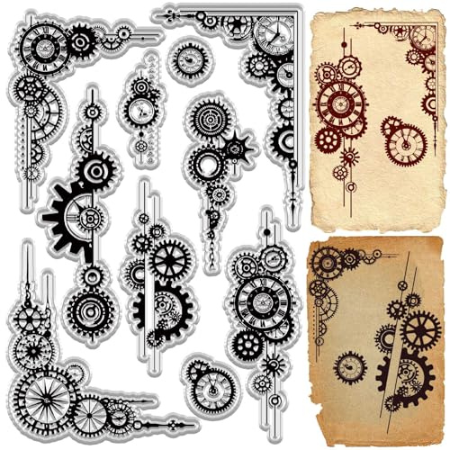 CRASPIRE Gear genomskinliga frimärken klockor återanvändbara genomskinliga silikonstämplar tätningar för journalföring korttillverkning dekor gör-det-själv scrapbooking fotoalbum dekorativa stämpelark