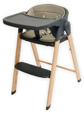 Hochstuhl in anthrazit– Kinderhochstuhl verstellbar, klappbar, mit Sicherheitsgurt, mitwachsend ab 6 Monaten, Kinderstuhl bis 110 kg belastbar, Holzstuhl, Treppenhochstuhl