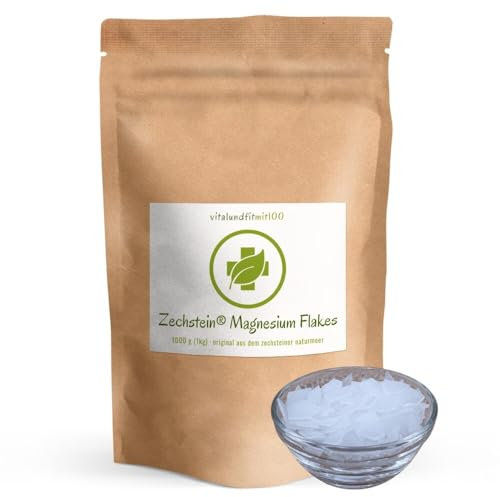 1 kg Original Zechstein Inside Magnesium Flakes, Flocken aus dem Zechsteinmeer - mit hohem Magnesiumchlorid-Gehalt - zur Herstellung von Magnesium Fußbad/Vollbad/Magnesiumöl