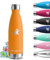 Trinkflasche Edelstahl, Trinkflasche 0 5 liter, BPA-Freie, Thermosflasche Doppelwandige, Trinkflasche Auslaufsicher, Kann mit dir tragen, Trinkflasche Metall, Wasserflasche für Schule, Büros, Camping