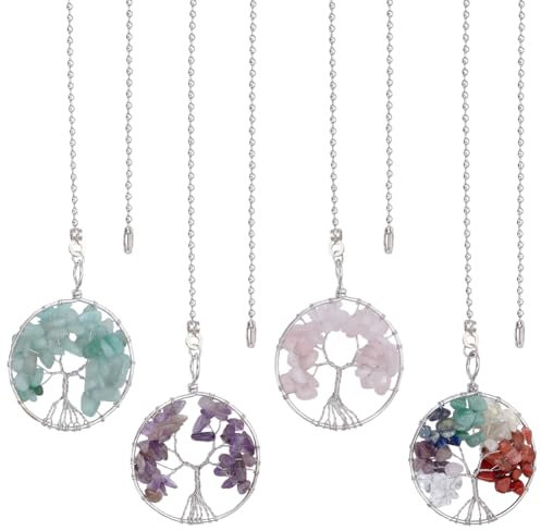 BENECREAT 4 Extensor de Cadena para Ventilador de Techo Gemtsone, Extensión de Lámpara de Pie con Forma de Árbol de la Vida Y Cadena de Bolas para Decoración de Mesa.