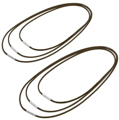 QZKJQDD 6 Stück Lederband für Kette, Armband Lederkette Herren, Lederhalsband Damen, Lederkette mit Verschluss, Geflochten Lederkette, 1.5/3mm Kunstleder Lederband mit Verschluss (Kaffeebraun)