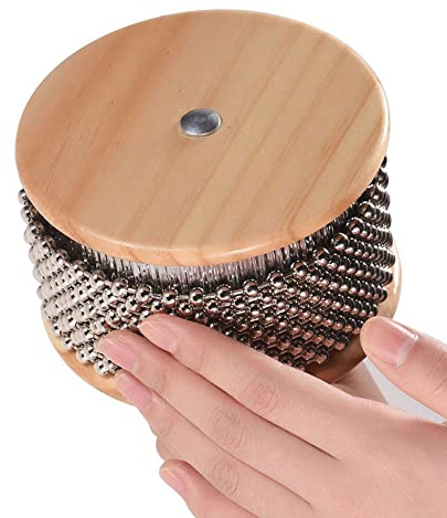 Mtlavishness medelstora trä cabasa slagverk musikinstrument med pläterad metallpärlad kedja och cylinder kompakt och bekväm för unga musiker idealisk för klassrum musikaliska
